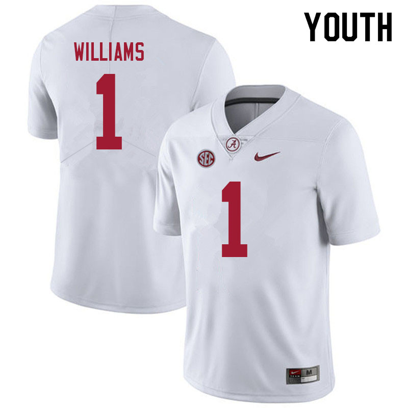 Youth #1 Jameson Williams Alabama Crimson Tide College Football Jerseys Sale-White